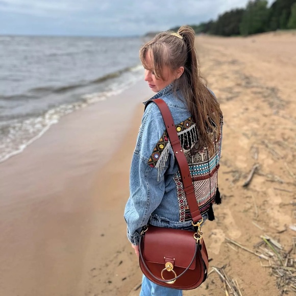 New Bohemian Western Embroidered Oversized Denim Jean Jacket - Picture 8 of 8